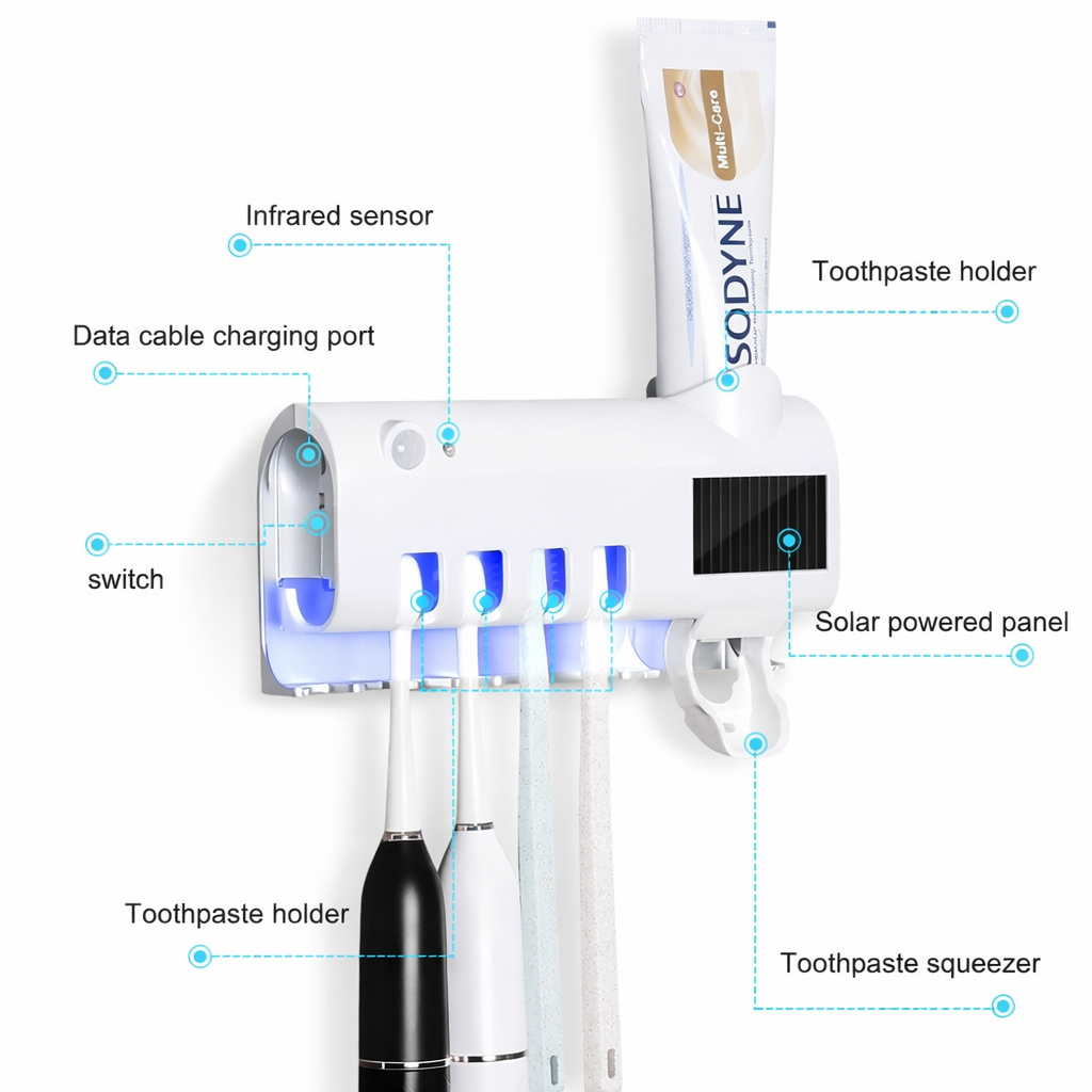 Smart Bathroom UV Toothbrush Sterilizer & Dispenser