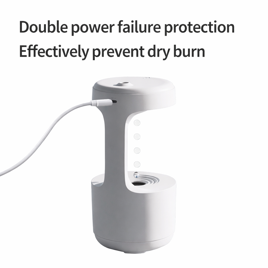 Anti-Gravity Water Drop Humidifier – Smart LED Aroma Diffuser for Home & Relaxation